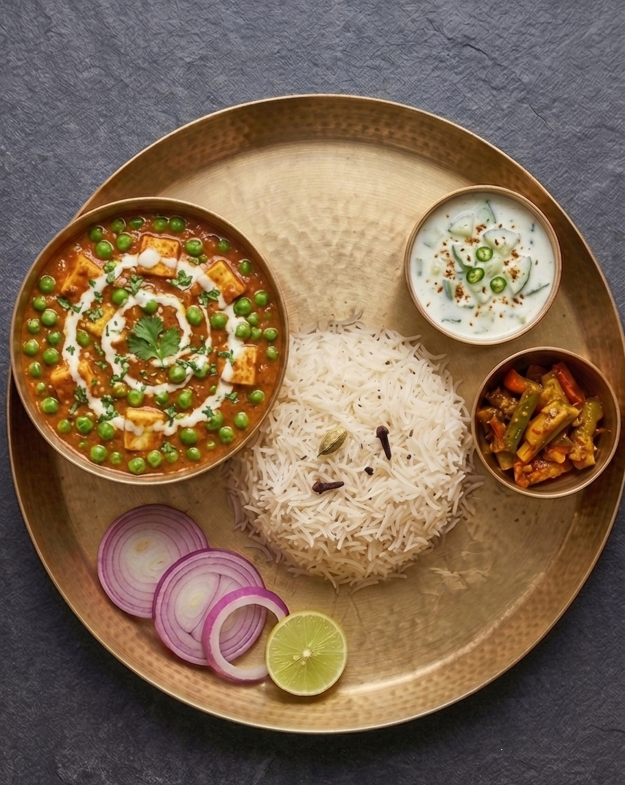 Matar Paneer Chawal
